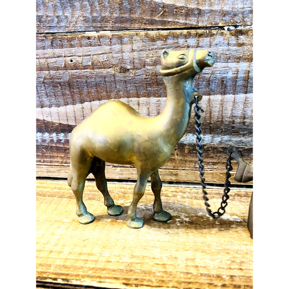Vintage Mid Century Brass Camel and Shepard Figures - Picture 7 of 11